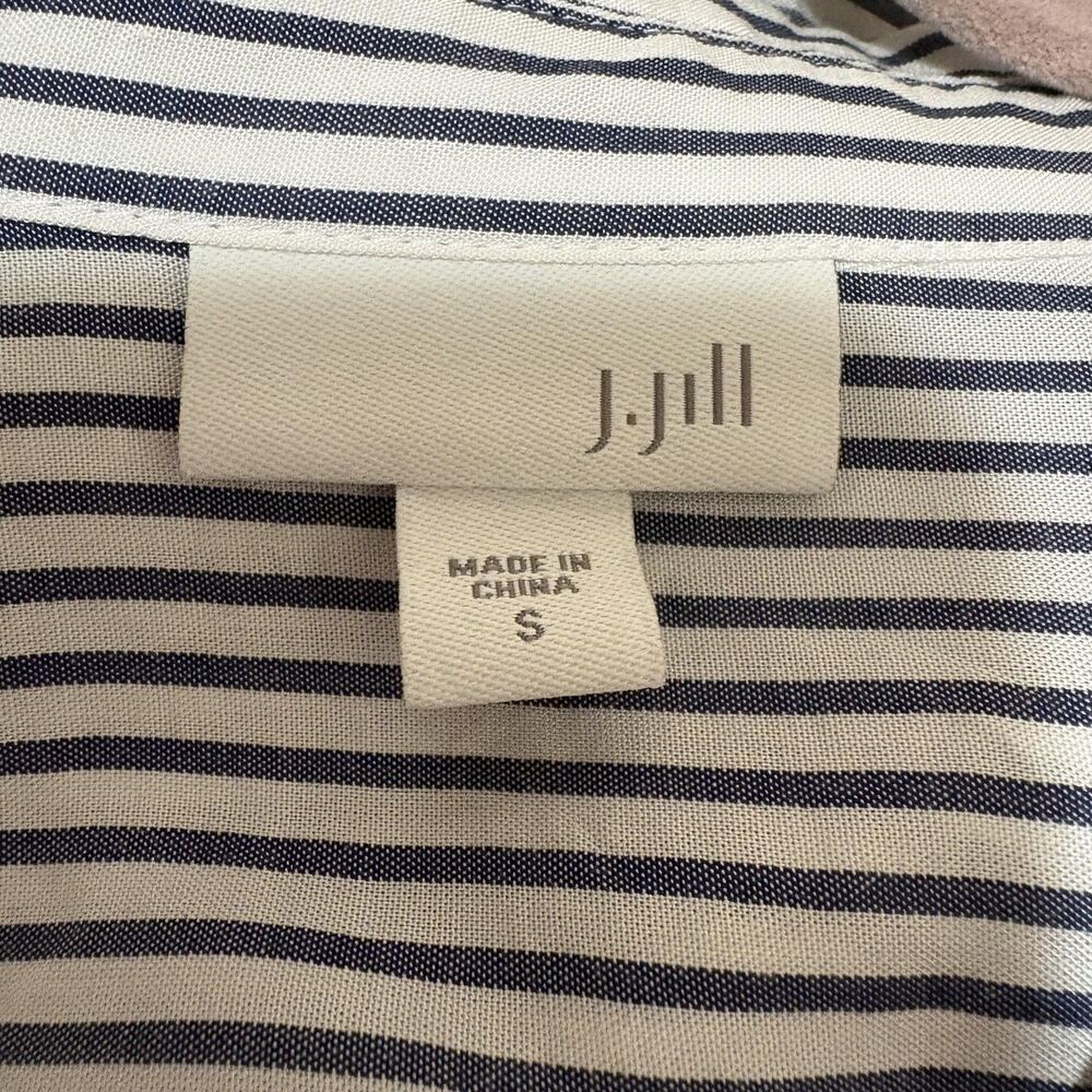 J Jill Shirt Womens Small Blue Striped Button Front Long Sleeve Collared Top - Picture 4 of 6